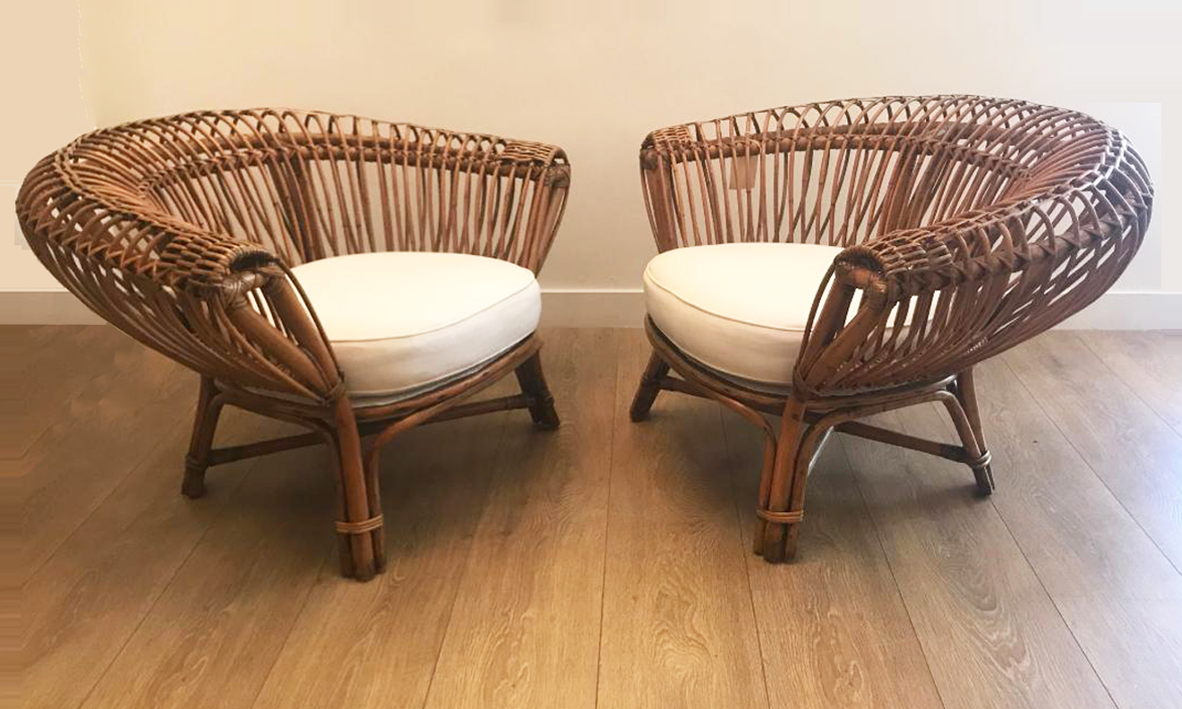 Pair of Rattan Lounge Chairs